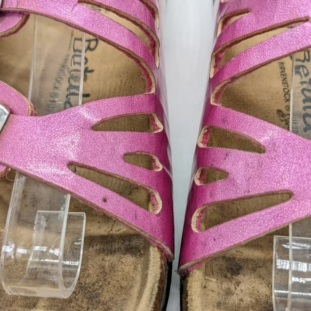 Betula by Birkenstock pink strappy leather slip on 36 5/5.5